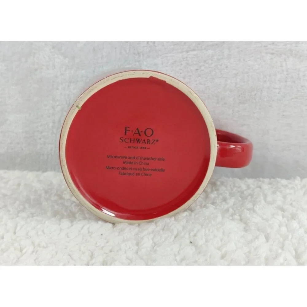 Red Gingerbread Man Mug by FAO Schwarz Shinny Candy Cane Holiday Season Xmas